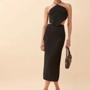 Reformation Black Knit Skirt Set Size Small